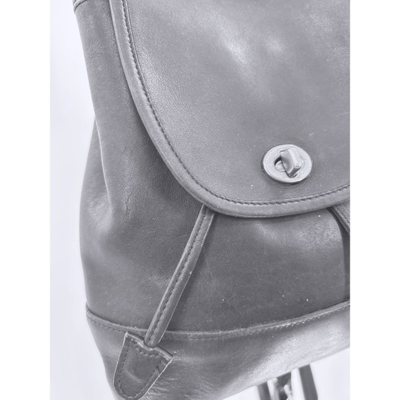 Vintage Coach Black Leather Daypack Backpack Y2K 90s Purse - Picture 8 of 16